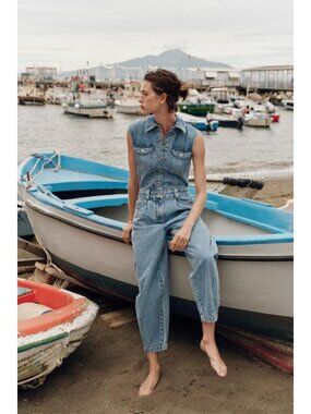 ZARA Z1975 BALLOON LEG DENIM JUMPSUIT